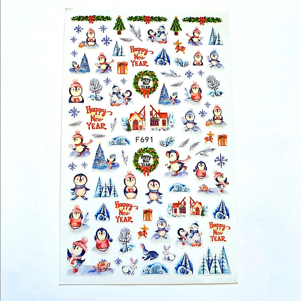 💌 BO/GO$6 Christmas Penguins Nail Stickers - Picture 3 of 3